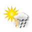 heiter, starkes Graupelgewitter