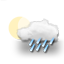 clear spells, heavy rain showers