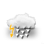 wolkig, starkes Graupelgewitter