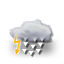 stark bewölkt, starkes Graupelgewitter