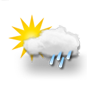 mostly cloudy, rain showers