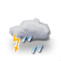 zwaar bewolkt, onweer